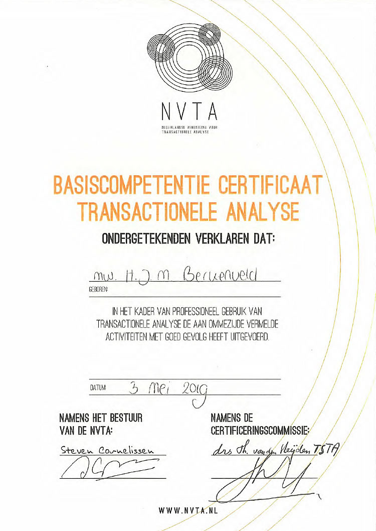 basiscompetentie certificaat transactionele analyse zogvj